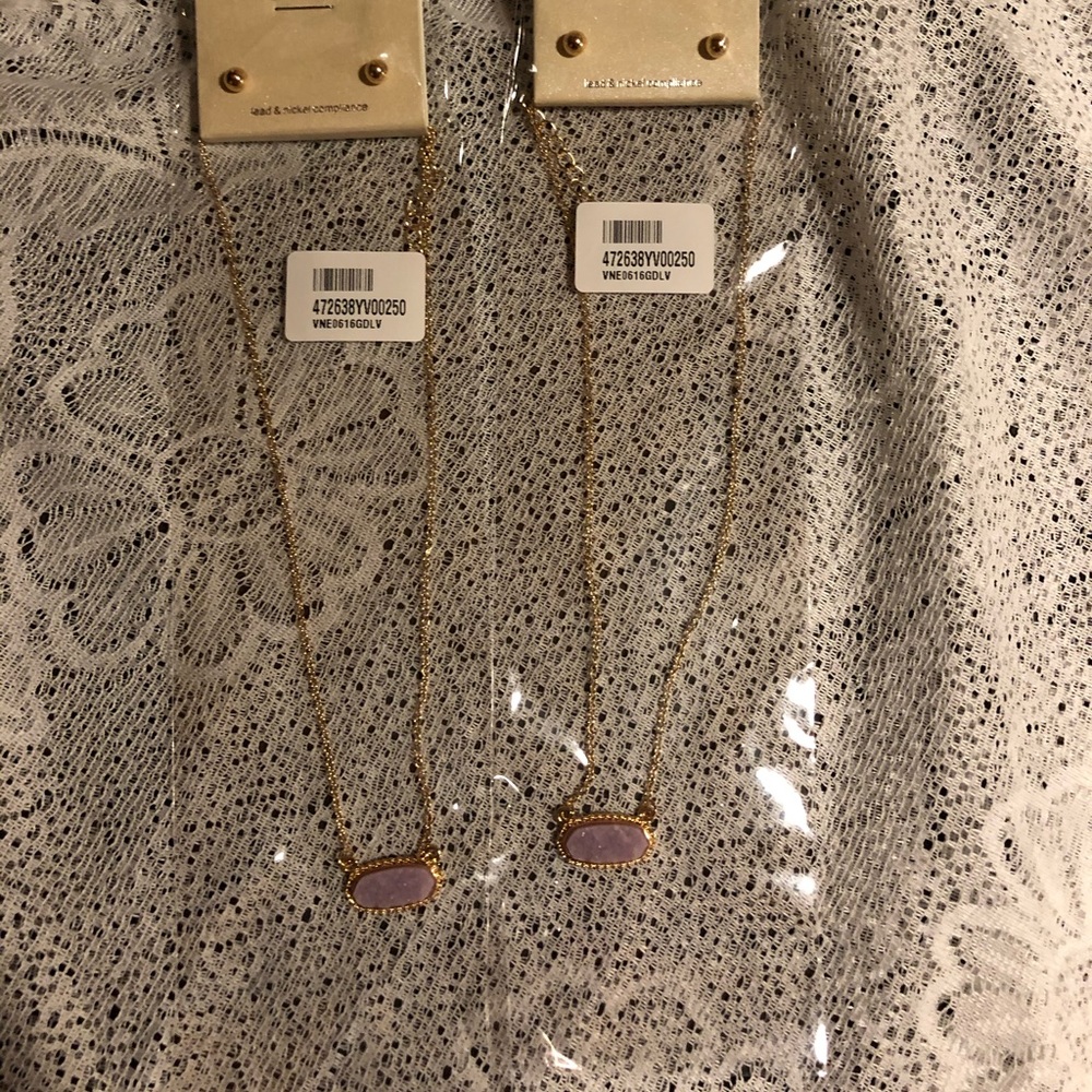 Stone necklace and gold stud earring set